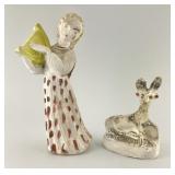 Early Chalkware Angel and Reclining Stag.