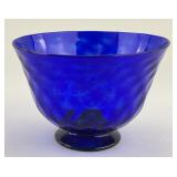 Early Stiegel Type Cobalt Glass Footed Bowl.