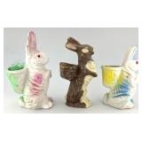 Early Papier Mache Easter Rabbit Candy Baskets.
