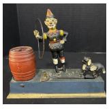 Vintage Cast Iron Trick Dog Mechanical Coin Bank.