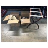 Nice Luggage Stand, 2 Boxes Of Various Tools.