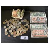 Canadian Bank Notes, Foreign Cents.