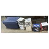 6 Various Bowling Balls & Rubbermaid Tote.