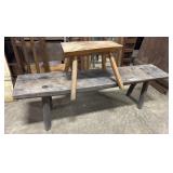 (2) Primitive Pine Benches.