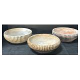 3 Native American Comanche Pottery Bowls.