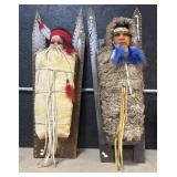 Pair Of Native American Papoose Baby Dolls.