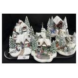 Various Thomas Kinkade Christmas Decor Figures.