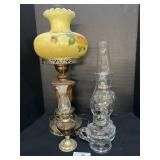 Vintage Oil & Electric Glass Hurricane Lamps.