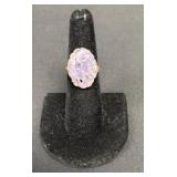 18k Lavender Jade Gold Ring.