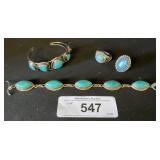Ladyï¿½s Silver Bezel Blue Turquoise Jewelry.