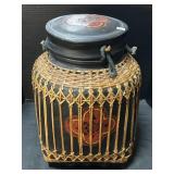 Large Paint Decorated Wooden Vessel.