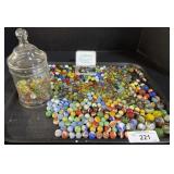 Glass Popeye, Superman, Ribbon Swirl Marbles.