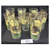 9 Davy Crockett Character Drinking Glasses.