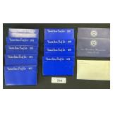 4 1970, 5 1971 Proof Sets, 40% Silver Dollars.
