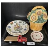 Cookie Jar, Souvenir Plates, Die-Cast Car.