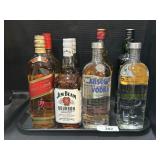 Various Whiskey, Vodka & Rum Bottles.