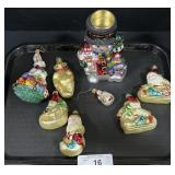 Vintage Christmas Glass Ornaments & Tea Light.