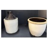 Two Tone Stoneware Jug & Crock.