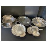 7pc Plated Silver Serving Platters & Dishes.