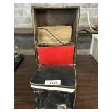 2 Vintage Cameras & Wooden Explosives Crate.