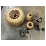 Woven Bamboo Table Lamps & Hanging Light.