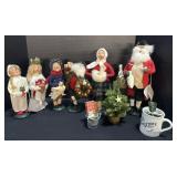 6 Byers Choice Holiday Dolls W/Decor.
