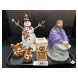 Lefton Japan Shakers, Lenox Snowman Figure.