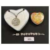 Brighton Necklace and Cross Bracelet w/ Tins.