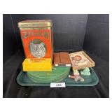 2 Tin Containers, Playing Cards.