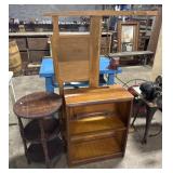 Mid Century Round End Table, Mahogany Bookshelf,