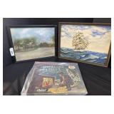 Framed Artwork & Hopalong Cassidy Record.