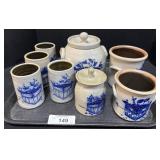 Blue Decorated Stoneware Pottery.