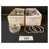 2 Boxes of Silver Metal Bangle Bracelets.