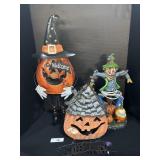 Scarecrow Light, Pumpkin Bird House & Figure.