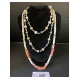 Freshwater Seed Pearl & Coral and Pearl Necklaces.