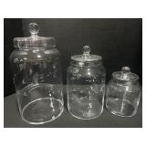 3 Princess House Glass Jars w/ Lids.