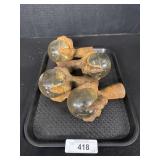 4 Antique Cast Iron Glass Ball and Claw Feet.