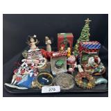 Tray Of Various Christmas Ornaments.
