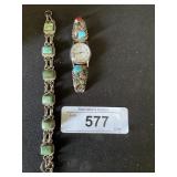 Vintage Silver Turquoise Bracelet, Watch Part.
