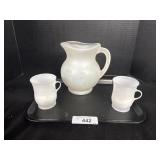 Plastic Kool Aid Man Pitcher & Mugs.