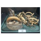 Cast Iron Irons & 4 Various Small Animal Traps.