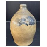 F.H Cowden Blue Floral Stoneware Jug.