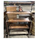 Ornate Oak & Iron Adjustable Shelf.