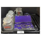 Advertising Glass Jars, Drafting Tool Set.