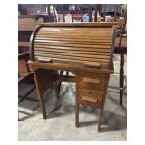 Childs Roll Front Oak Desk.