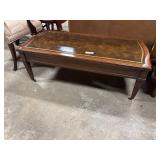 Mahogany Coffee Table, Tooled Leather Top.