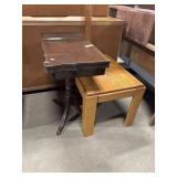 Mahogany Flip Top Side Table, Oak Side Table.