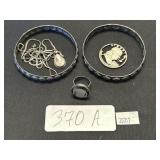 Sterling Silver Necklace, Ring, Bangles, Half.