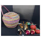 Handheld Musical Instruments, Wicker Basket.