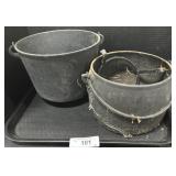2 Vintage Cast Iron Cauldrons.